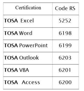 code certification TOSA
